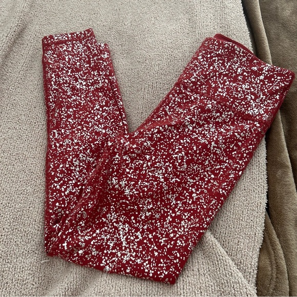 Sweaty Betty Leggings 7/8 Goddess Foil Print High Waisted Red Terrazzo - Picture 3 of 7